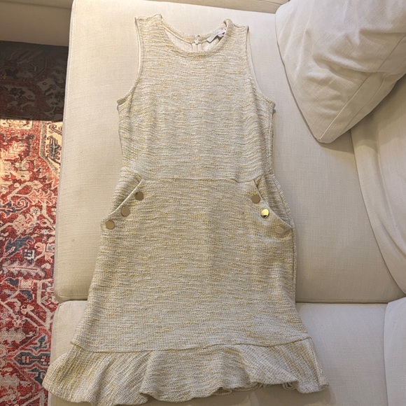 LOFT Cream Dress with Gold Button Details - Picture 1 of 3